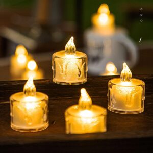 Flickering LED Flameless Tea Light Candles with Realistic Wax Drip