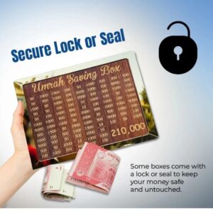 Premium Wooden Umrah Saving Box – 210,000 Savings Goal Challenge Tracker